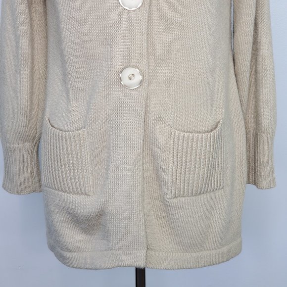 Designer Threads Tan Oatmeal 100% Alpaca Hand Made In Peru Button Up Cardigan, M - Picture 3 of 11